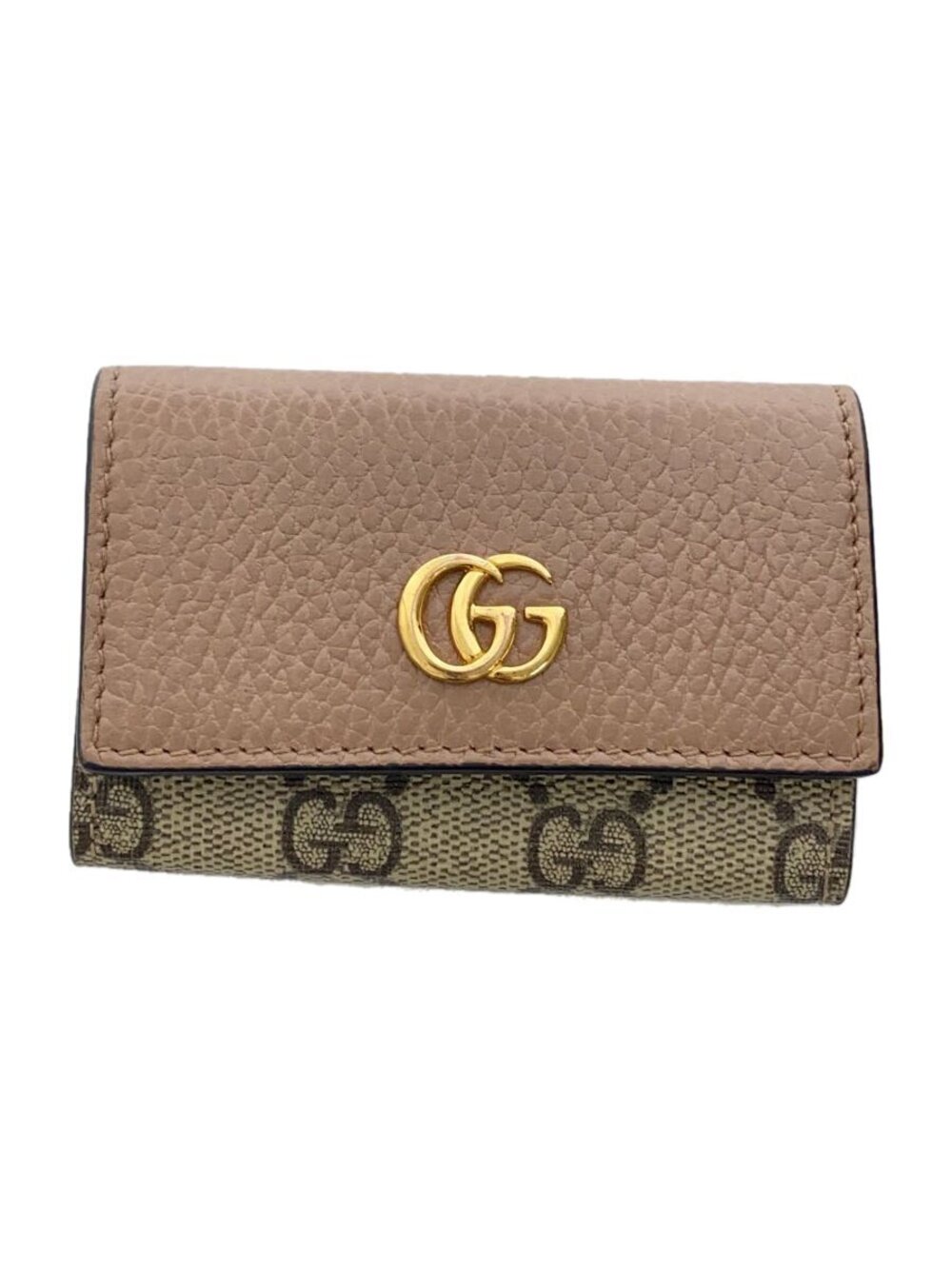 Gucci Key Case Wallet Leather Pink Double G Bicolor Hooks